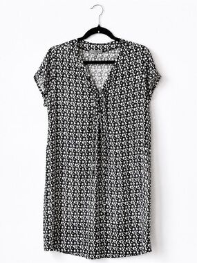 Simone Irani Viscose Midi Dress Medium Black White Geometric Print Viscose Dress